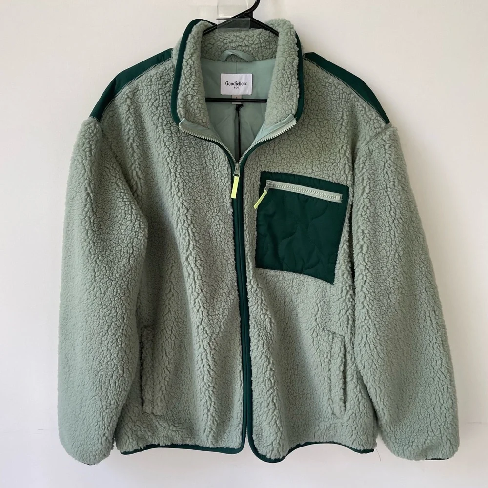 NWT Goodfellow & Co. Men's Faux Shearling Aqua Green Jacket size large